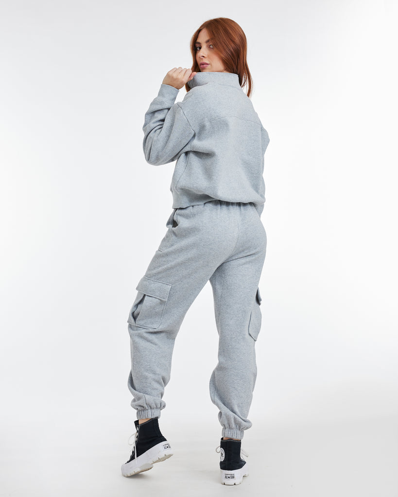 Woman in jogger style sweatpants